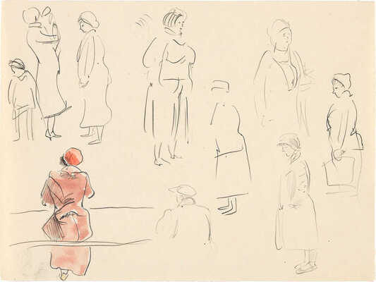 Митрохин Дмитрий Исидорович. Лот из четырех листов с набросками